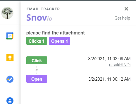 Email tracking for Gmail