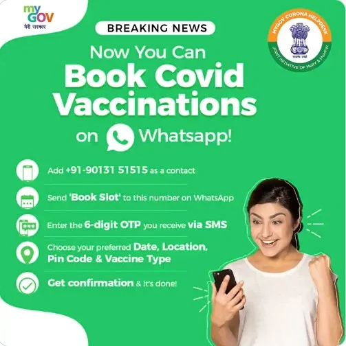 how to book covid vaccine slots via whatsapp