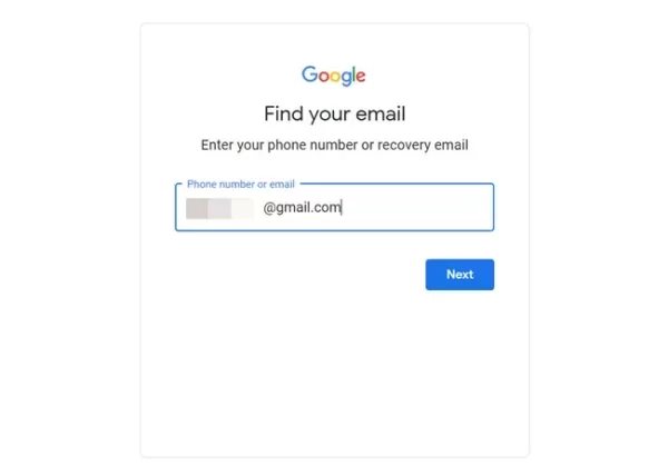 google account recovery find your email