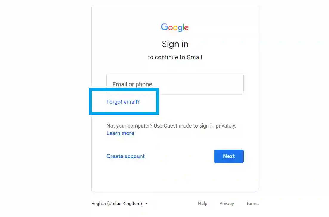 google account recovery forgot email